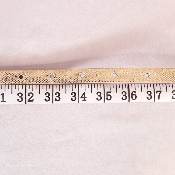 Womens Gold Tone Glitter Belt Large Waist Clear Rhinestone Buckle - Picture 9 of 10